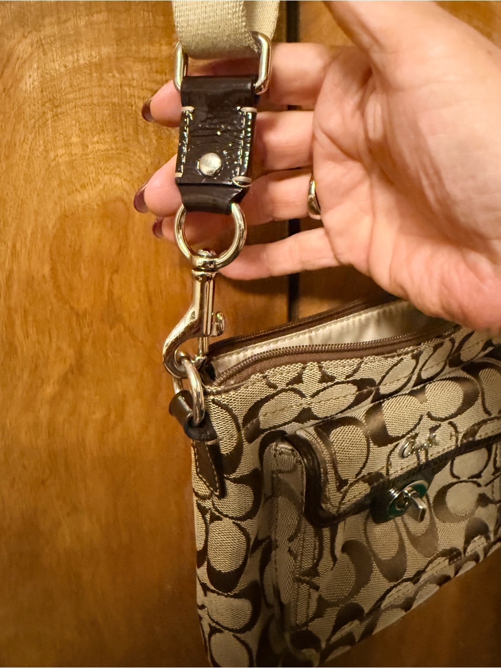 Coach Brown Signature Canvas Crossbody with Leather Trim - Picture 4 of 8
